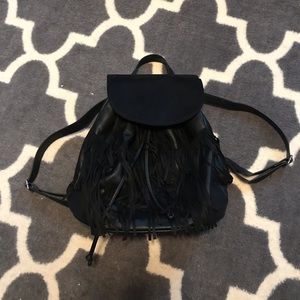 Mini backpack with fringe